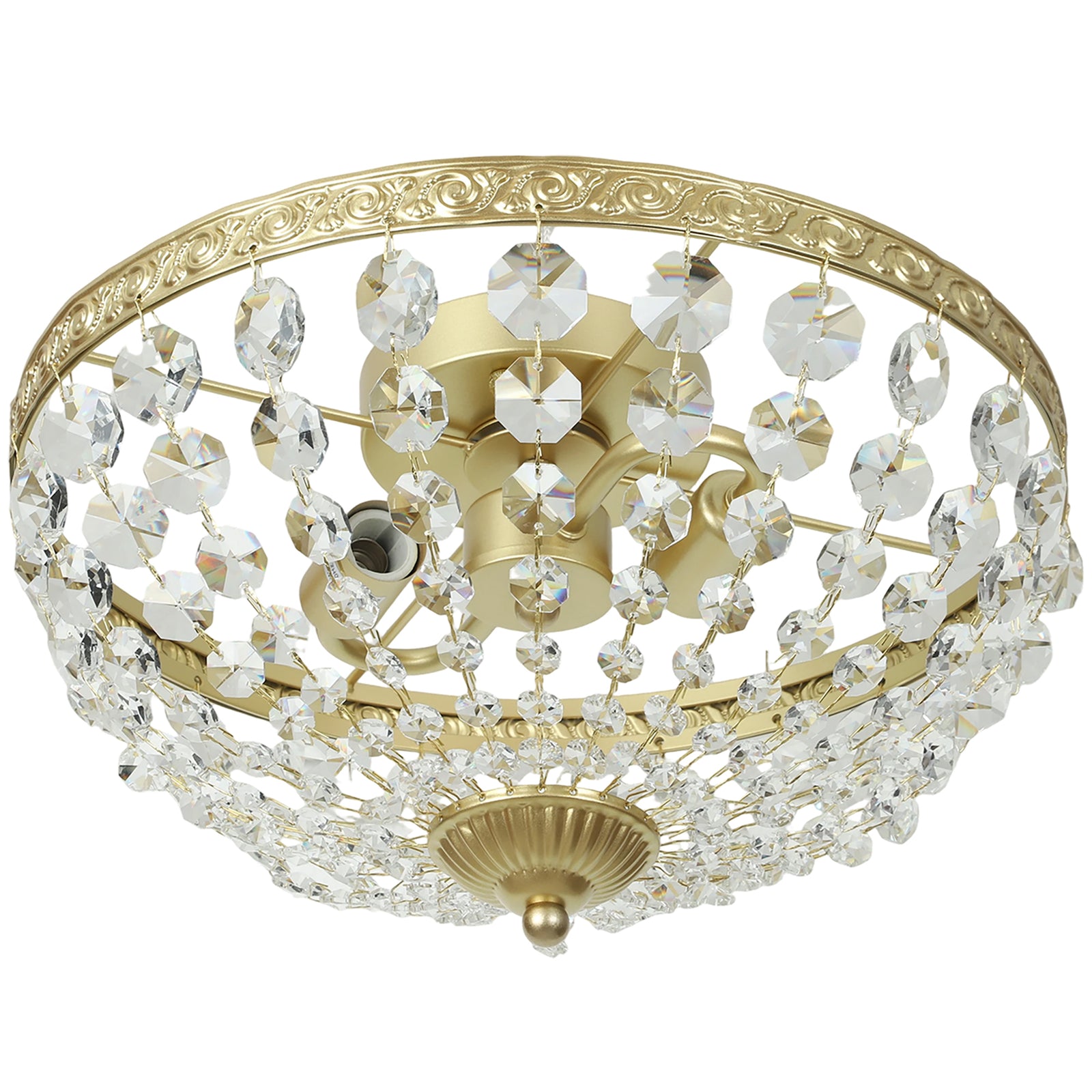 Chandelier Crystal Ceiling Light With E14 Base 2-lights | Gold