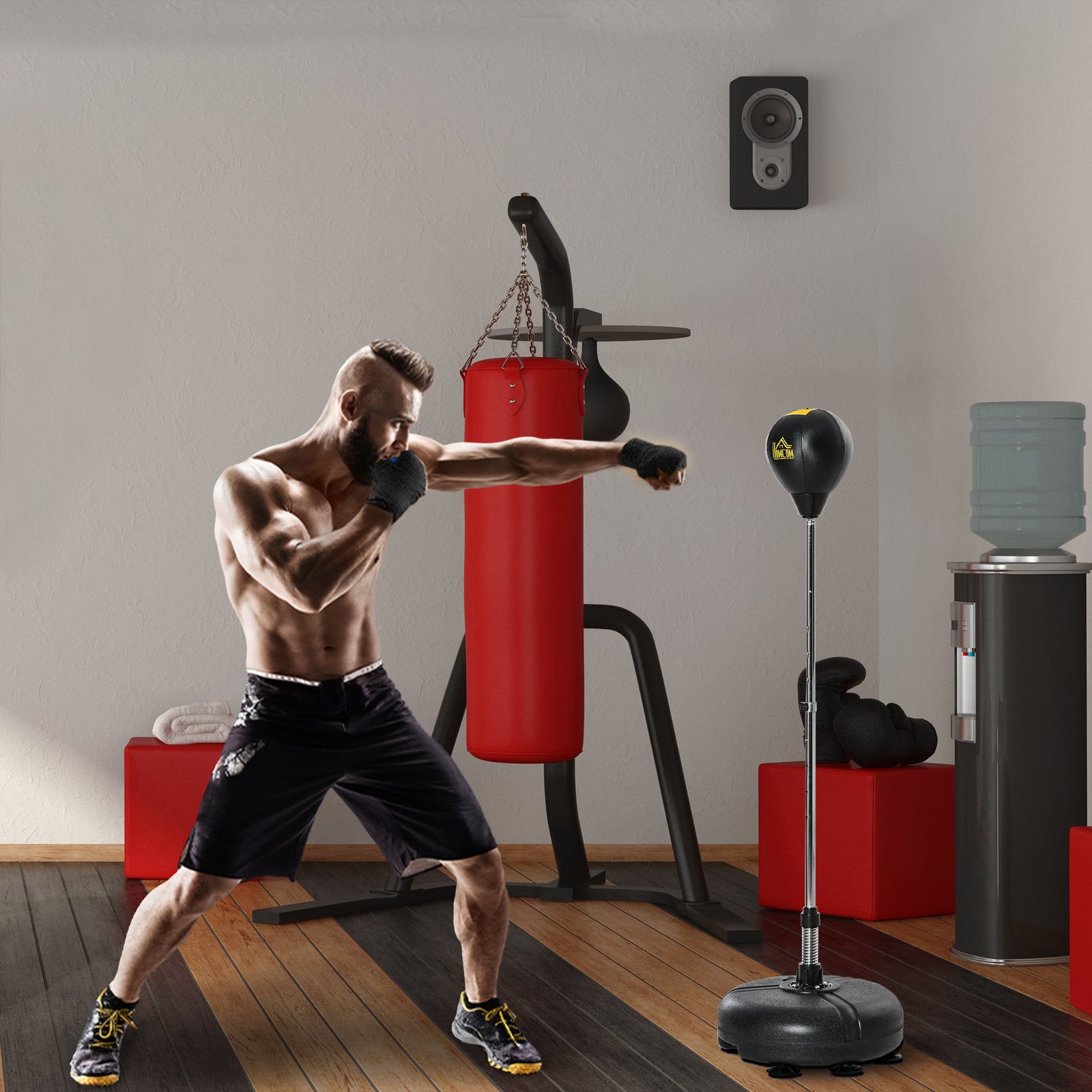 Punching Bag Set With Stand And 4-level Adjustable Height | Black
