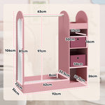 Kids Cloth Rail With Storage Shelf, Boxes, Mirror For Bedroom | Pink