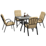 Garden Dining Set, Glass Table W/ Umbrella Hole & Seats | Beige
