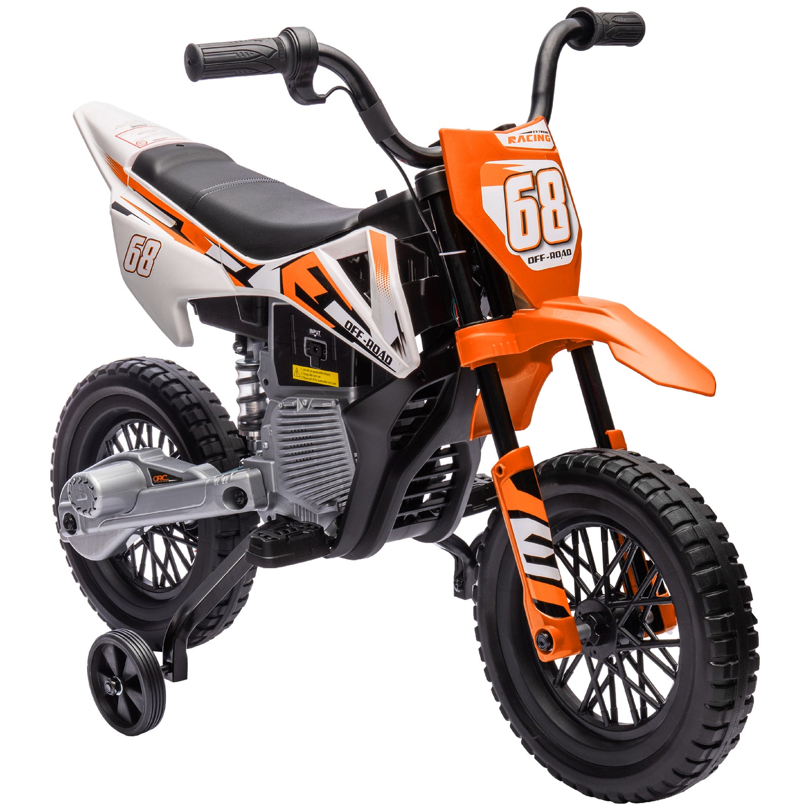 12v Kids Electric Motorbike W/ Twist Grip Throttle, Music | Orange