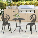 3 Piece Patio Bistro Set, Aluminium Garden Table And Chairs | Bronze