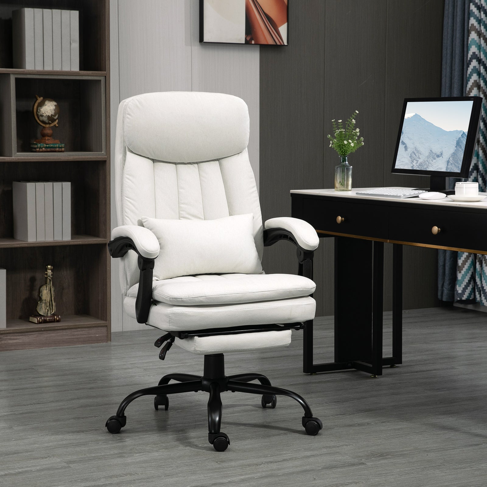 Microfibre Massage Chair Lumbar White | Cream