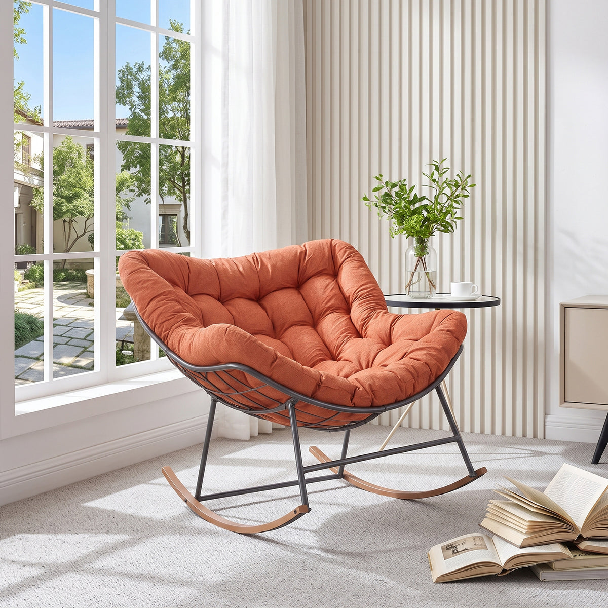 Breeins Rocking Chair with Tufted Cushion & Wood-Effect Runners