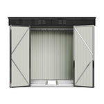 6x8ft Metal Storage Shed Black Galvanized Steel Tool House With Foundation, Double Lockable Doors, Ventilation