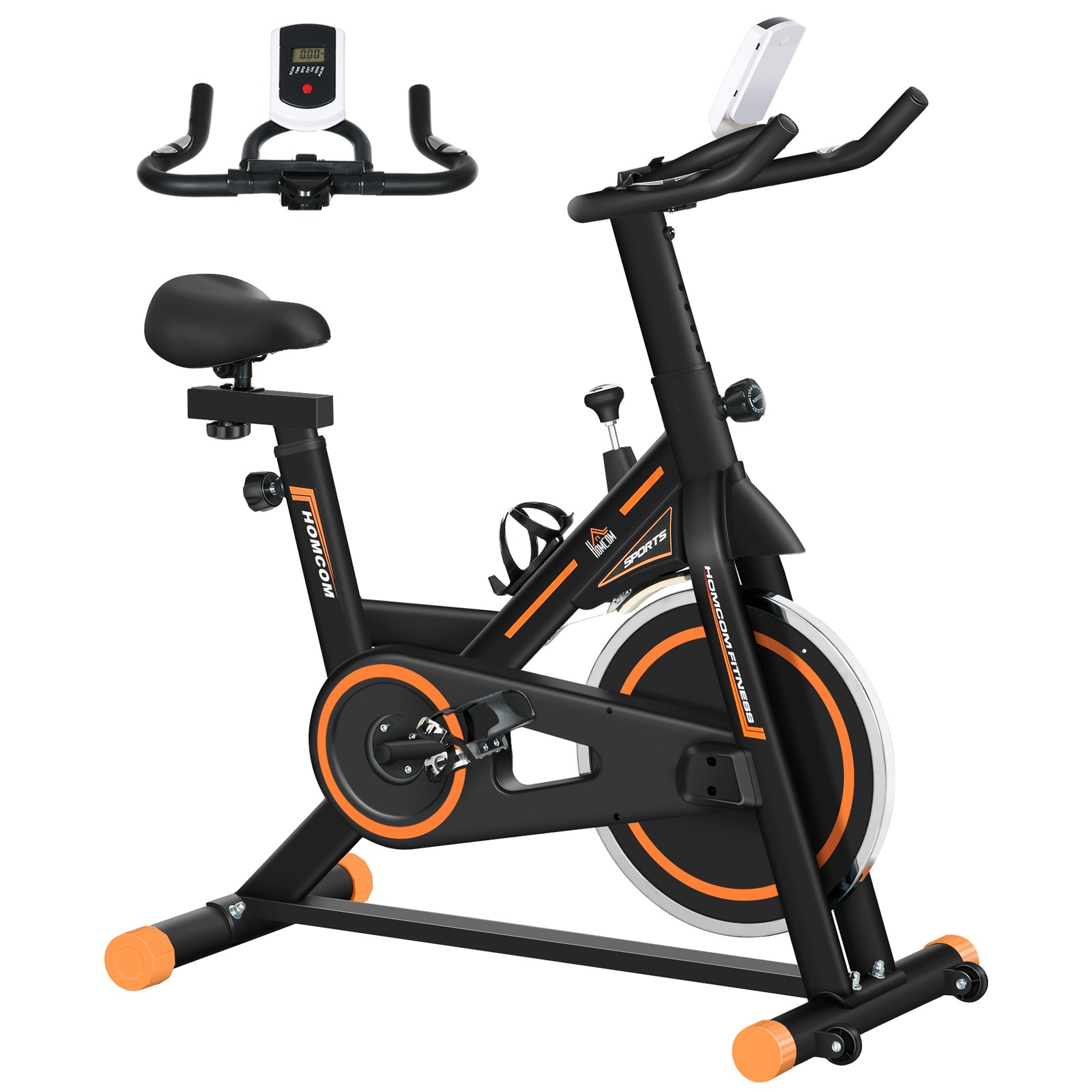Exercise Bike Indoor Cycling W/ Lcd Display, Heart Sensor | Orange