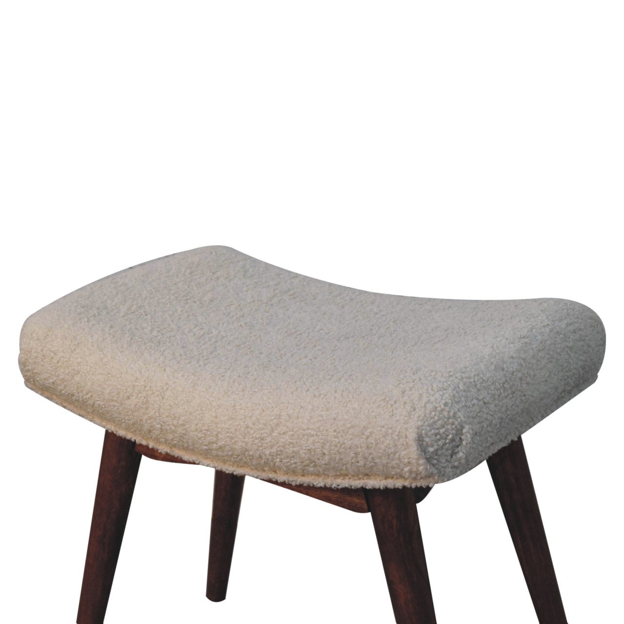 Solid Wood Honey Caramel Boucle Cream Curved Bench