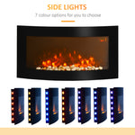 Electric Fireplace Wall Mounted Led Flame Curved Side Lights