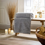 Hemsworth Chevron Soft Touch Throw 130x170cm – Super Cosy Decorative Blanket | 130cm x 170cm | Grey