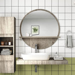 Round Mirror For Wall Makeup Mirror With Shelf | One Size | Gray