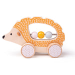 Wooden Push Along Hedgehog With Beads In It's Belly