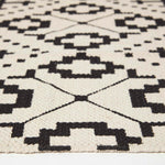 Reva Black & White Cotton Geometric Rug | 200cm | Black & White