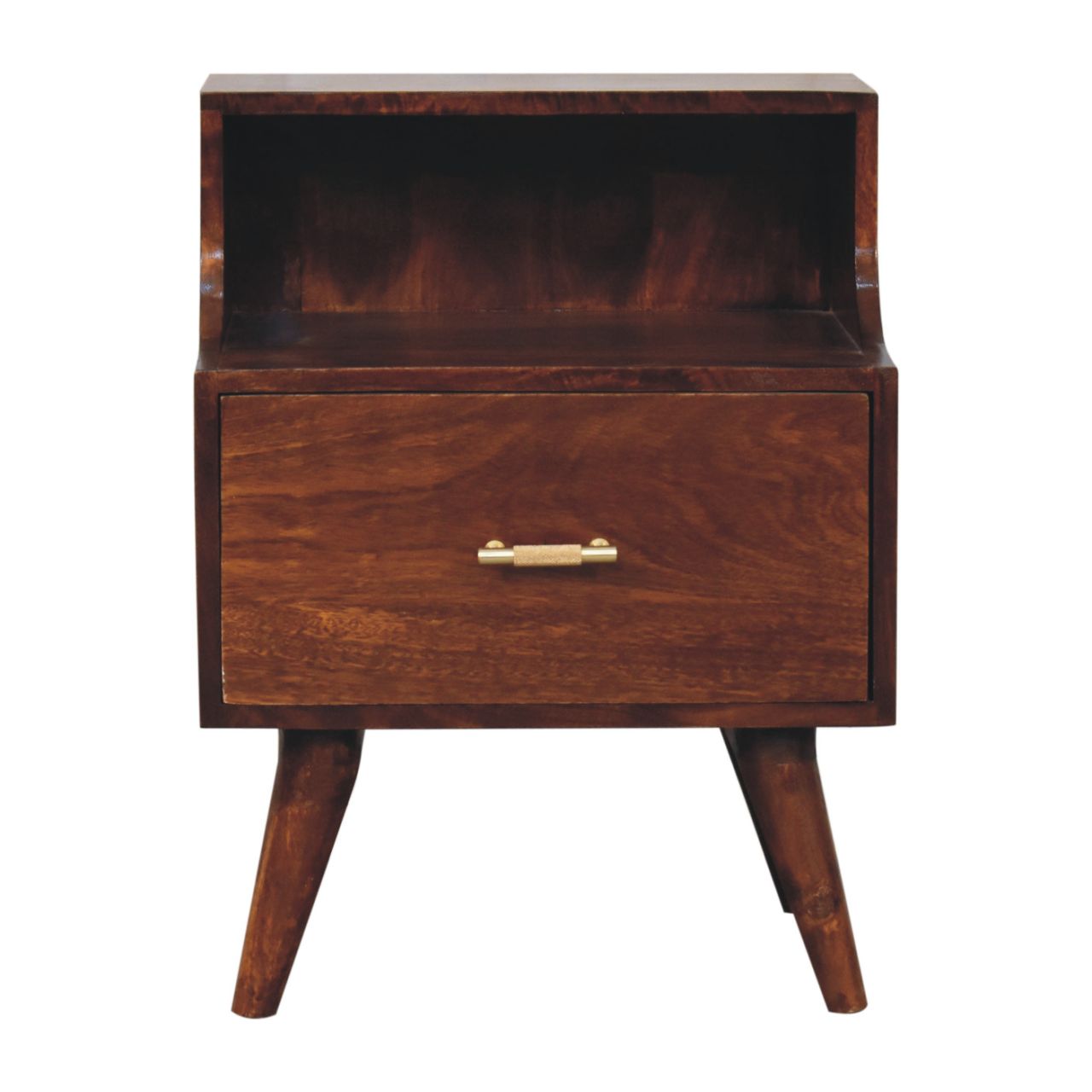 Solid Wood T-bar Raised Back Bedside