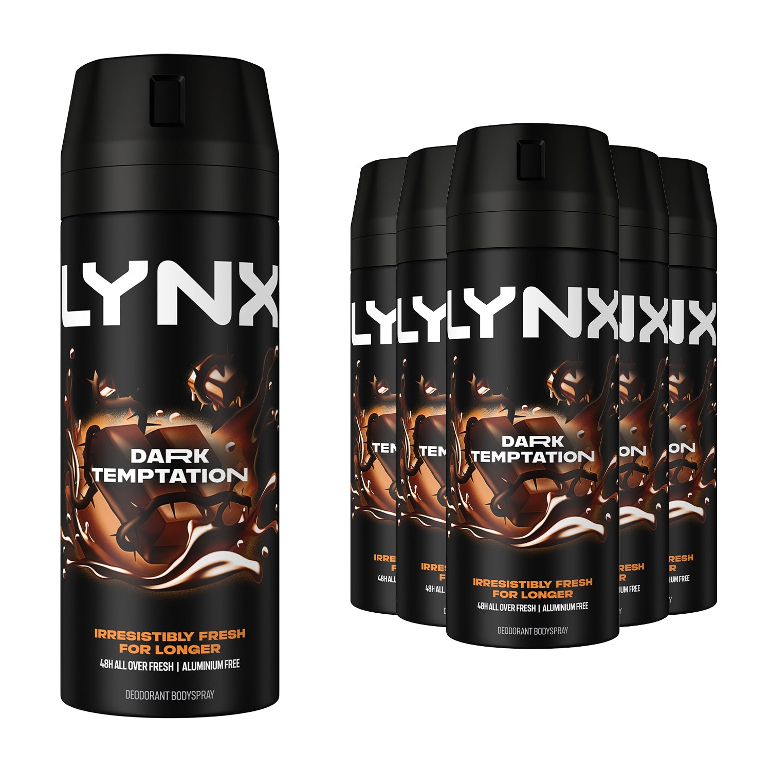 Body Spray Dark Temptation 48-h High Definition Fragrance Deo, 6x 150ml