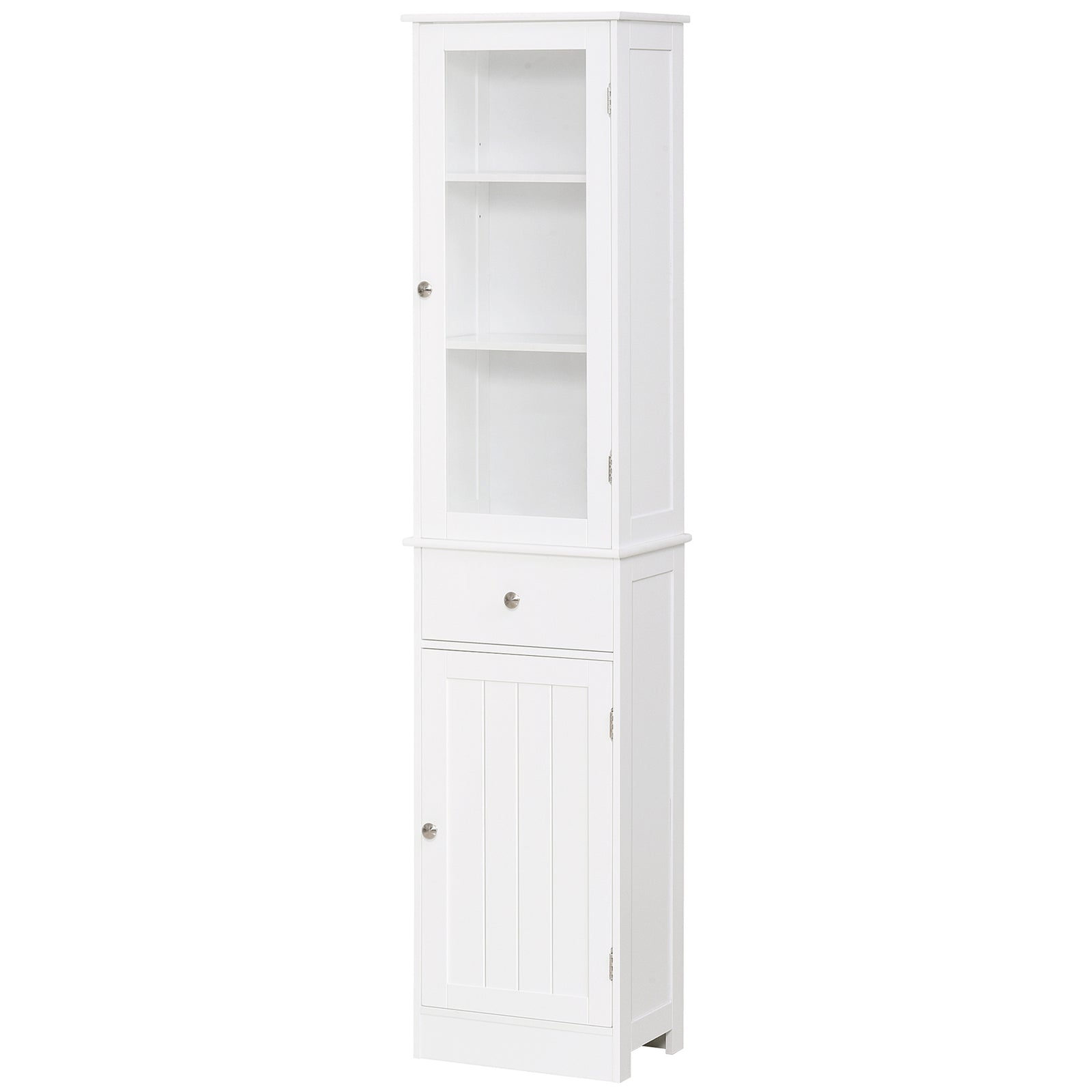 Storage Cabinet Organizer Tower With Shelves & Drawer | One Size | White