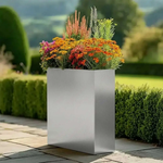 Long Zinc Galvanised Tall Trough Planter | 75cm x 25cm x 90cm | Silver