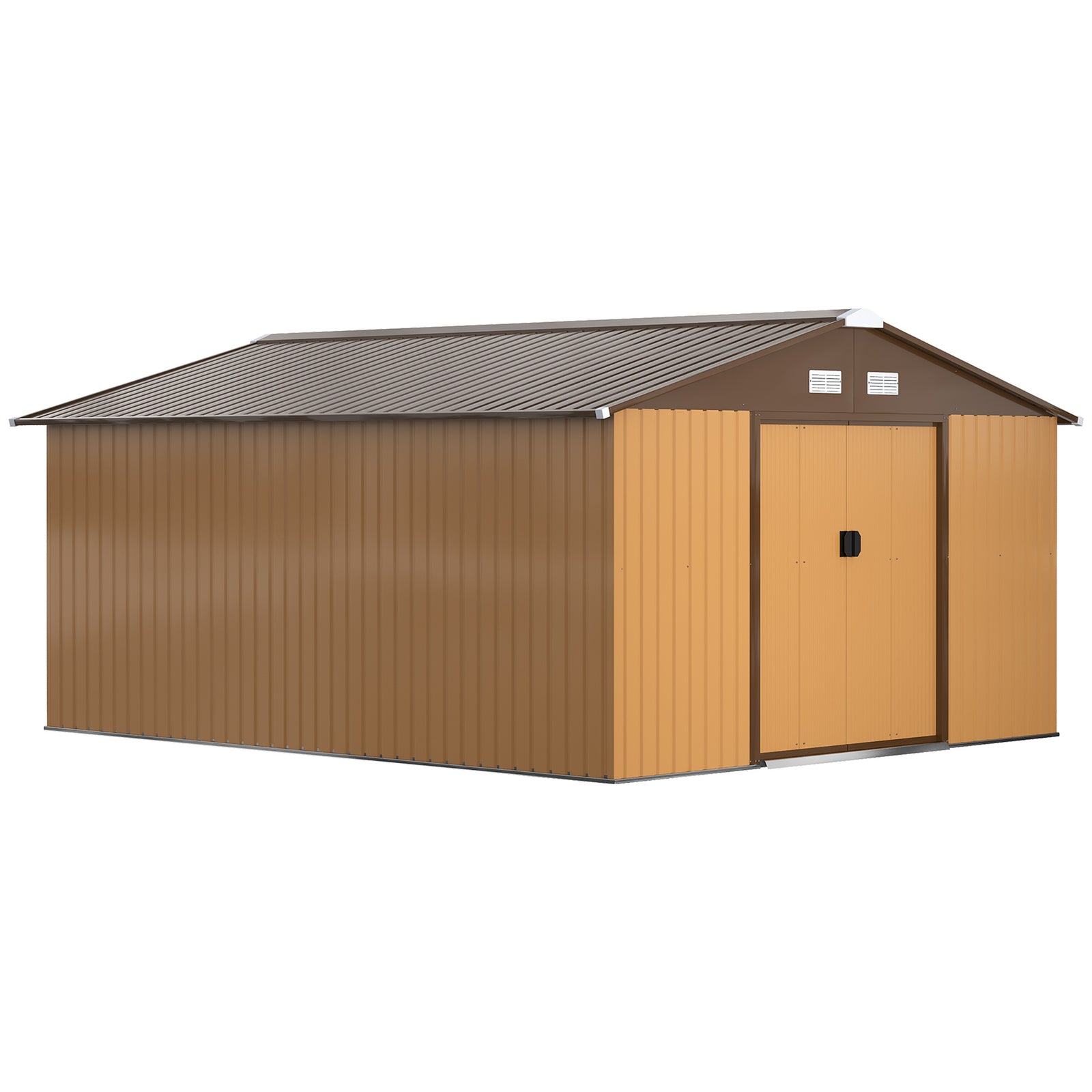 Garden Shed Storage Unit With Locking Door Floor Foundation | Large | Light Yellow