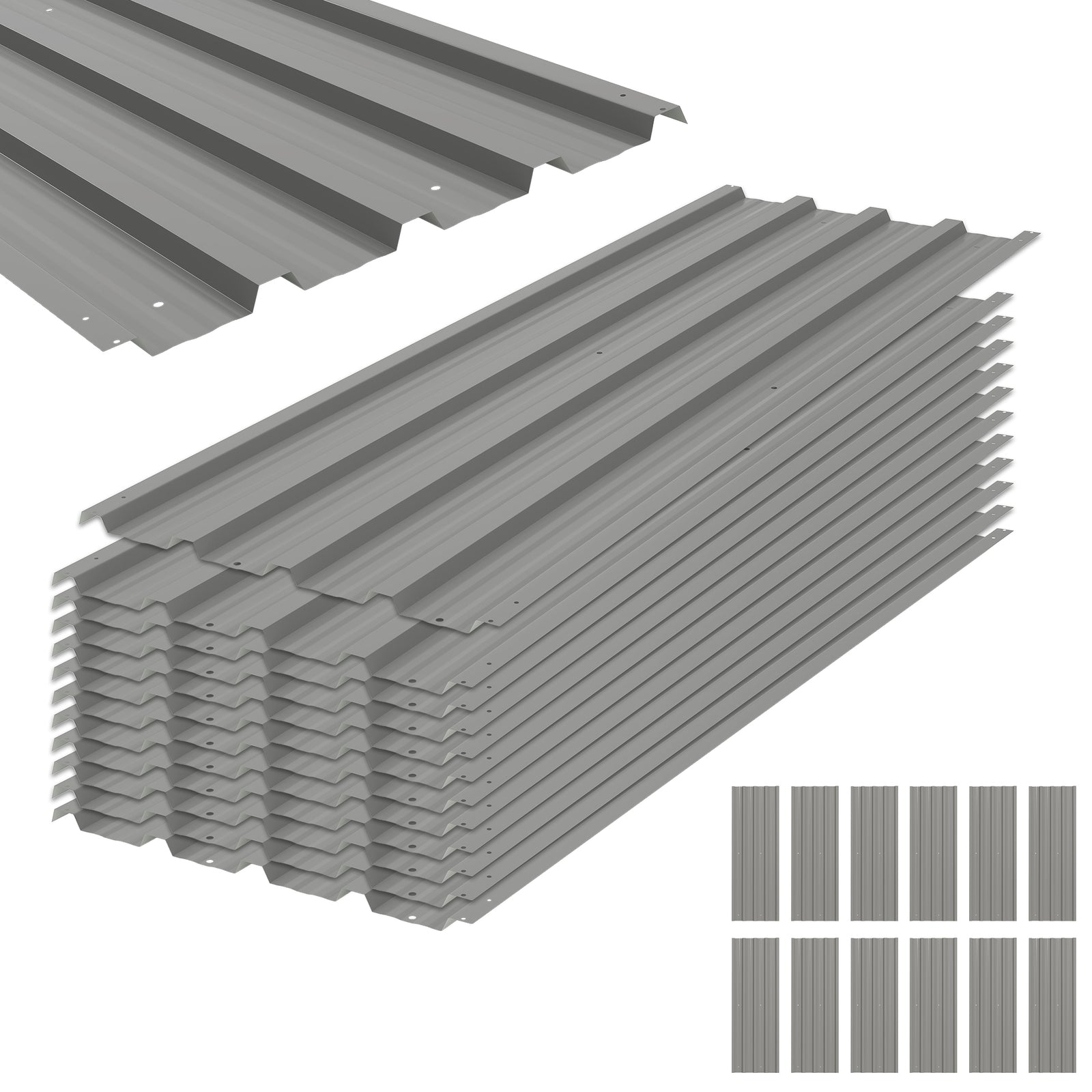 Pack Of 12 Metal Roofing Sheets For Greenhouse | Light Grey