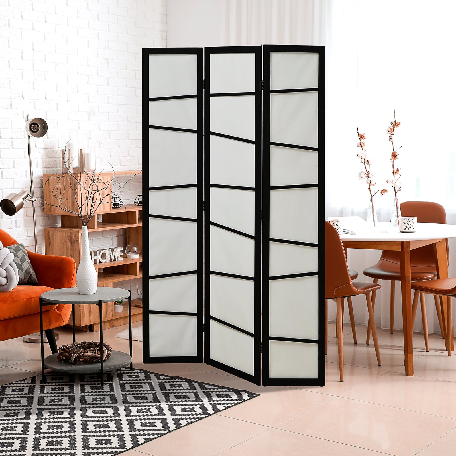 Folding Room Divider 3 Panel Privacy Screen Protector Wooden