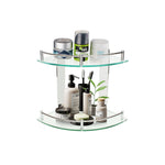 2-tier Tempered Glass Corner Shelf Bathroom Wall Mounted