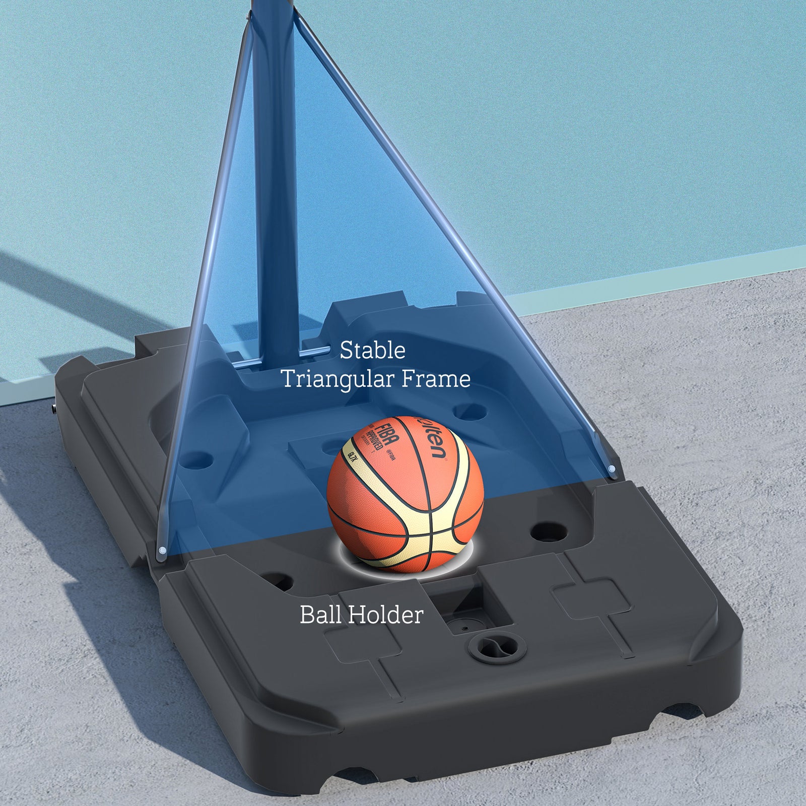 Adjustable Basketball Hoop, Weighted Base | Black