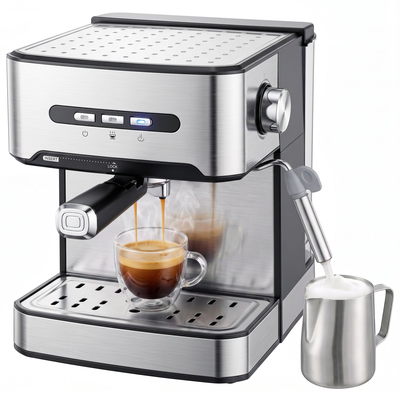 HOMCOM Espresso Machine, 20-bar, Semi Automatic, Black