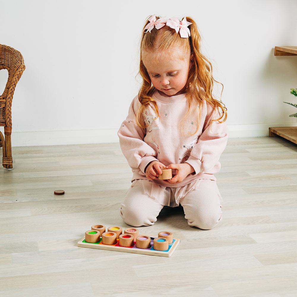 Wooden Sensory Board, Colour Matching Tray And Tubes