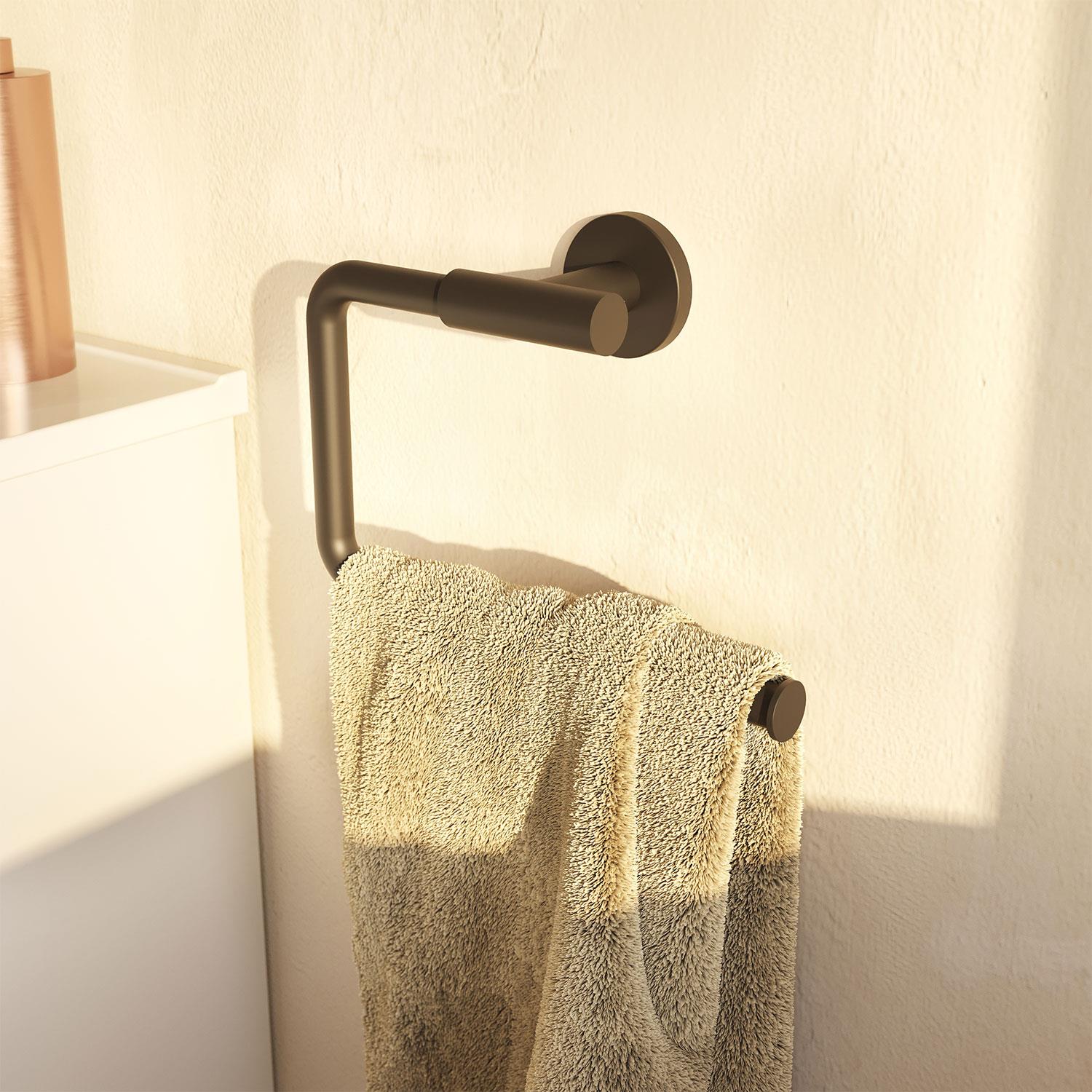 Towel Ring, Matt Black Wall-mounted 20cm Diameter Collection Architect S+