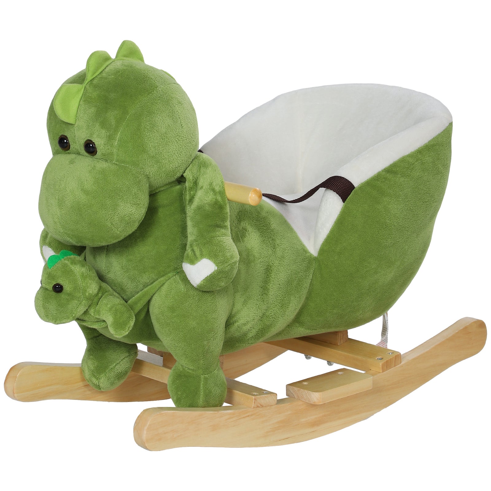 Baby Rocking Horse W/ Safety Belt, 32 Songs, Wood Base, Hand Puppet
