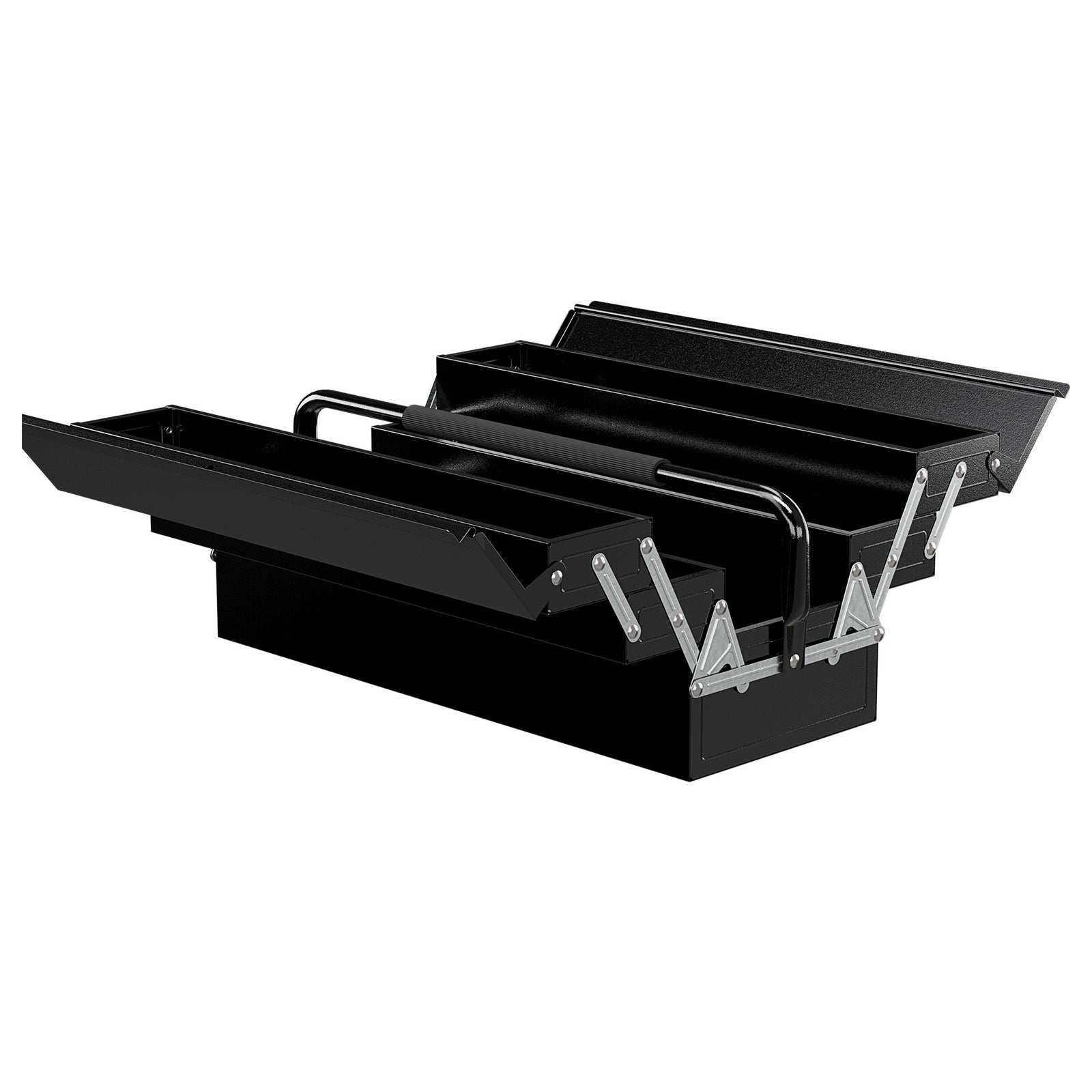 3 Tier Toolbox With 5 Trays And Handle, 56cmx20cmx34cm | Black