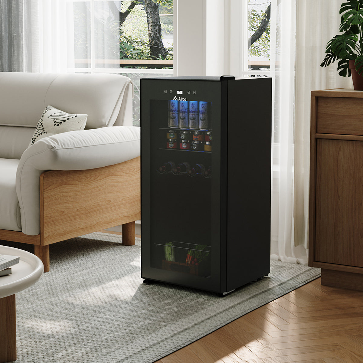 Airoa 92l Freestanding Under Counter Fridge Beverage Cooler With Glass Door