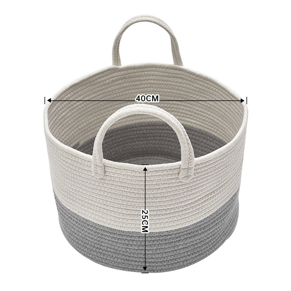 Woven Basket Baby Kids Toys Storage Clothes Hamper Laundry Basket | Grey