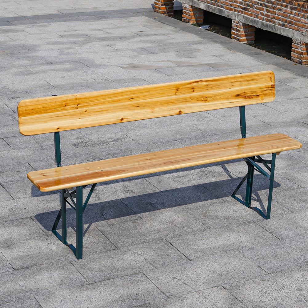 2 Pcs Contemporary Folding Wooden Garden Bench Outdoors