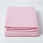 Organic Cotton Waffle Blanket/ Throw | 280cm x 230cm | Pink
