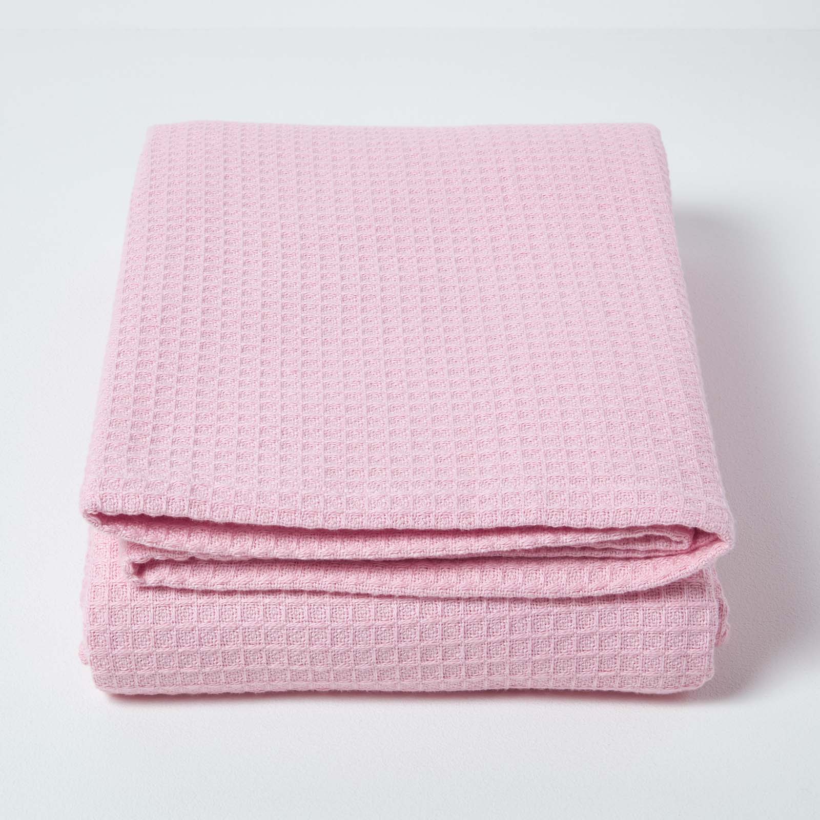Organic Cotton Waffle Blanket/ Throw | 178cm x 228cm | Pink
