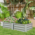 Set Of 2 Raised Garden Bed, 60x60x30.5 Cm | Light Grey