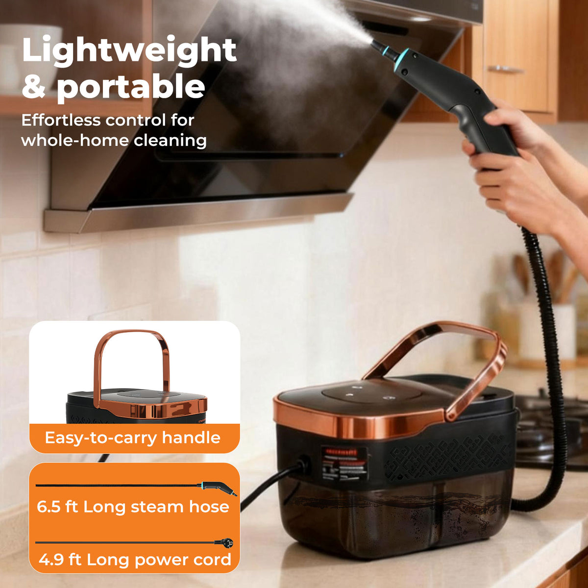 Steam Cleaner Portable Multipurpose Steamer With Tools 6 Level 1600ml | Gold