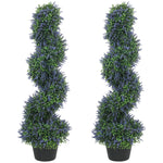 HOMCOM Artificial Lavender Topiary Tree With 315 Leaves And 315 Flowers, Set Of 2