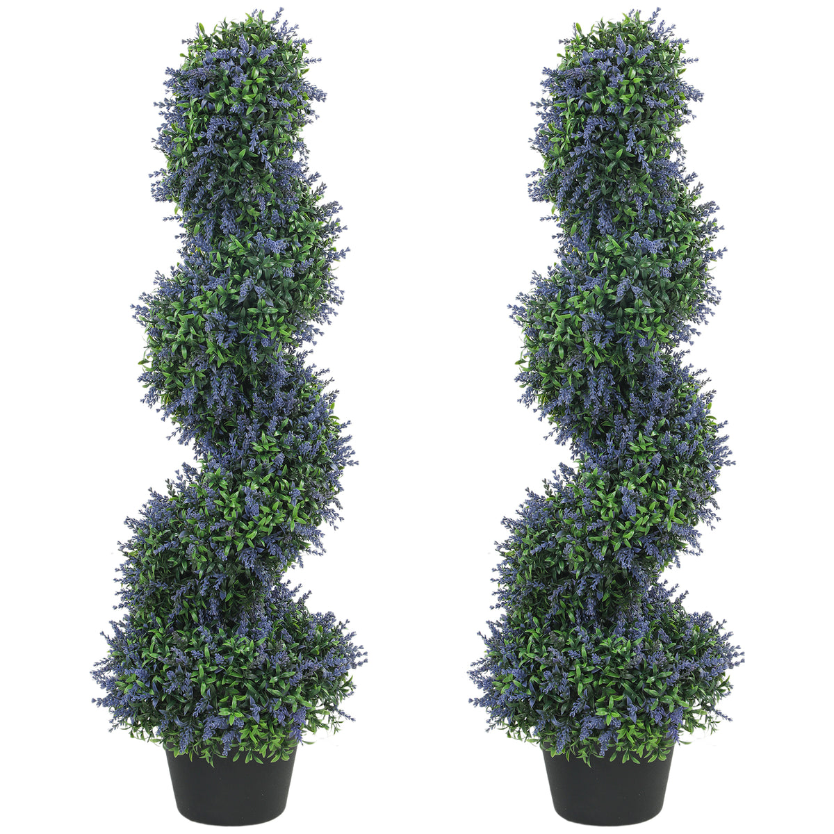 HOMCOM Artificial Lavender Topiary Tree With 315 Leaves And 315 Flowers, Set Of 2