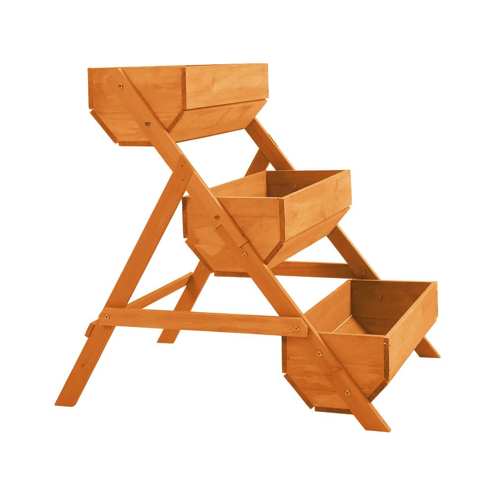 3-tier Wooden Planter Box With Drainage Holes | Orange