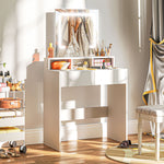 HOMCOM Dressing Table With Mirror, Led Lights, Drawers, For Bedroom, White