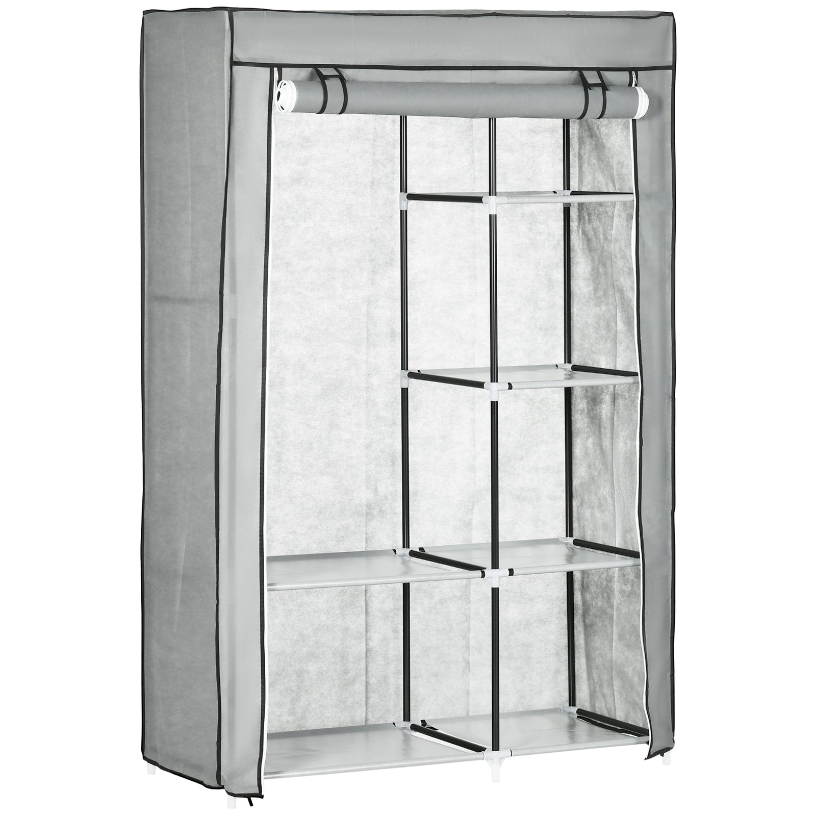 Fabric Wardrobe W/ Shelves Hanging Rail Foldable Closets