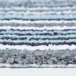 Handloomed Striped Cotton Bath Mat | 40 x 60cm | Black & Grey