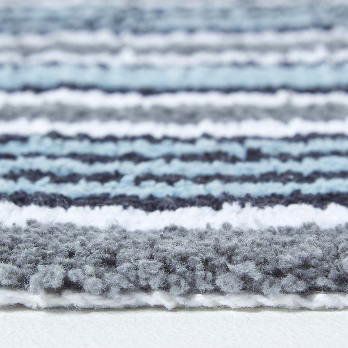 Handloomed Striped Cotton Bath Mat | 40 x 60cm | Black & Grey