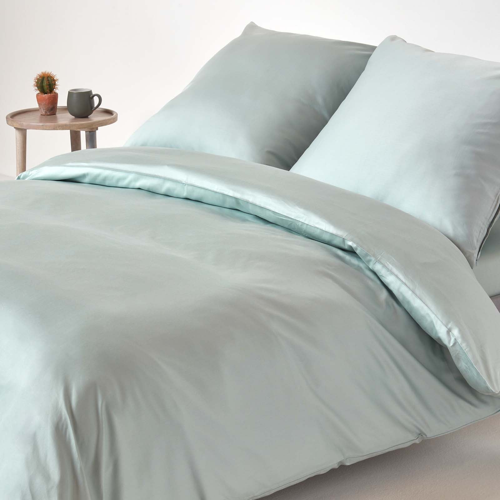 Organic Cotton Duvet Cover Set 400 Tc | European Double | Duck Egg Blue