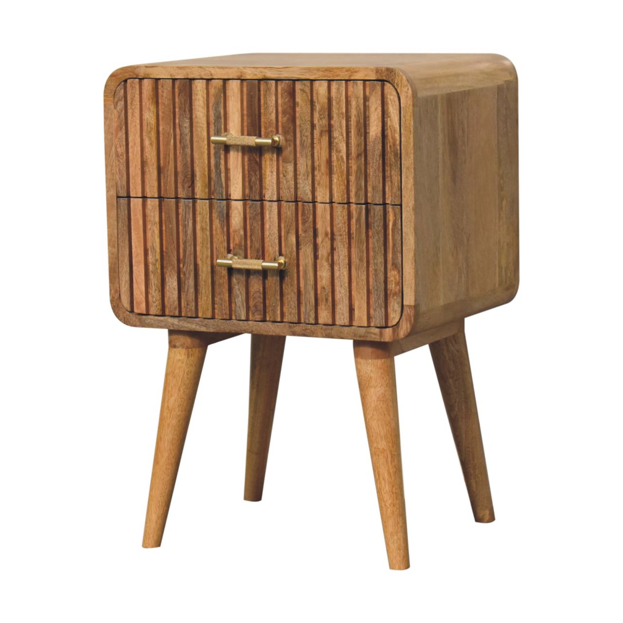 Solid Wood T-bar Ridged Bedside