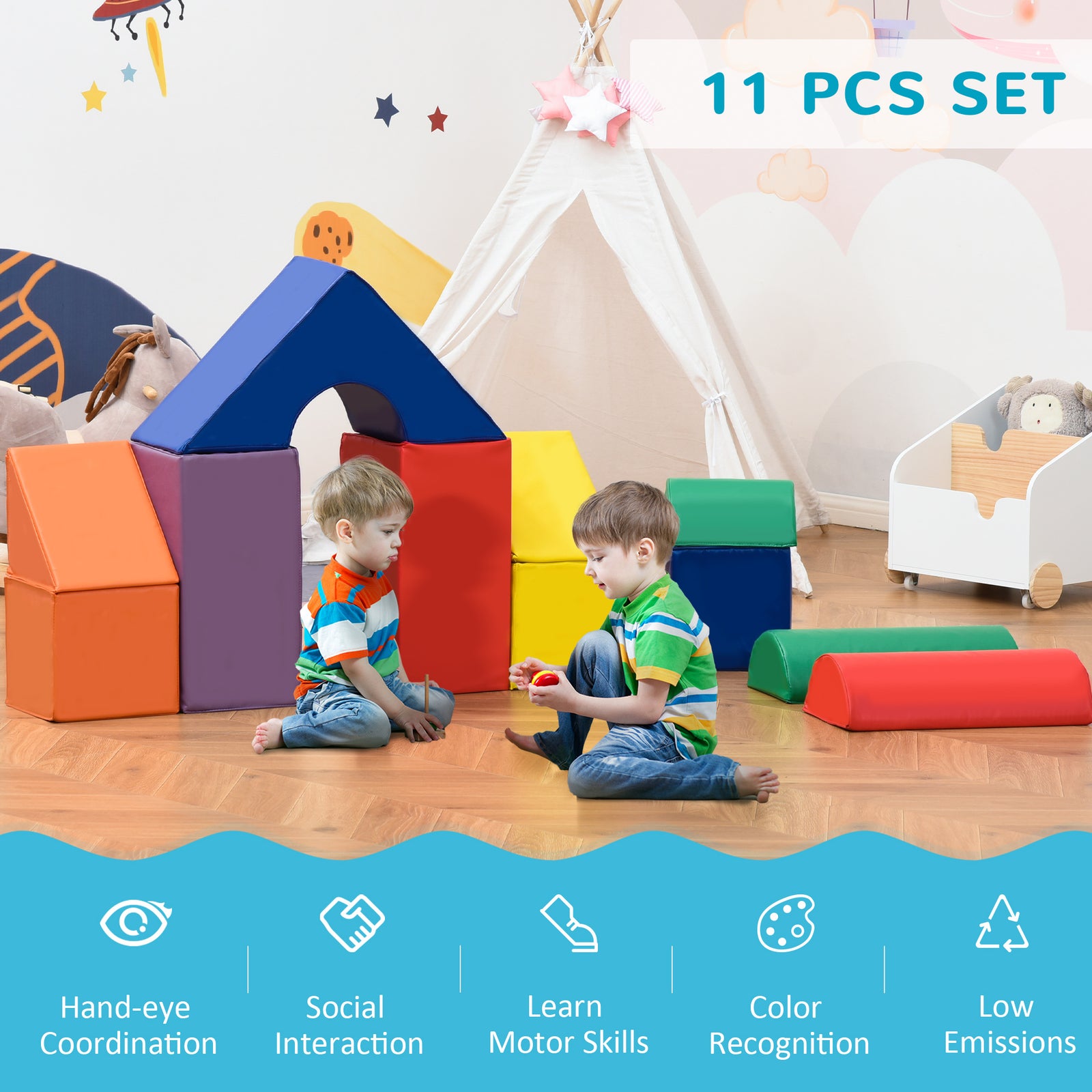 11 Piece Soft Play Equipment For Toddlers, Soft Play Set | Red