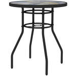 Garden Table W/ Tempered Glass Top, Steel Frame | Multi Colour