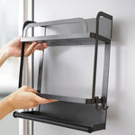 2-tier Magnetic Fridge Organizer With Paper Towel Holder And Removable Hooks