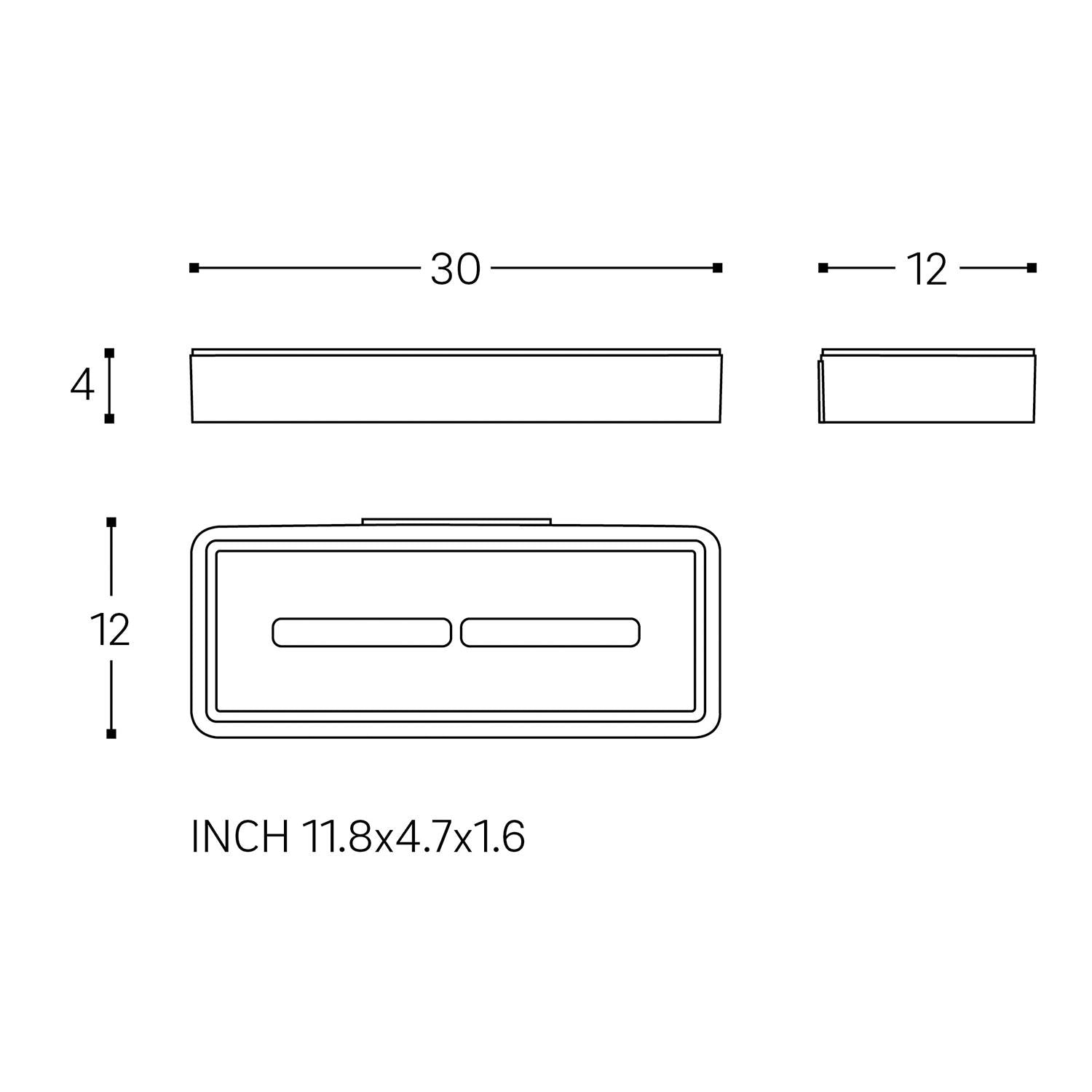 Bathroom Shelf Rectangular, 30 Cm Black Matt Metal & Plastic Wall-mounted